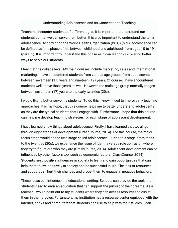 Adolescence - Implications for Effective Teaching