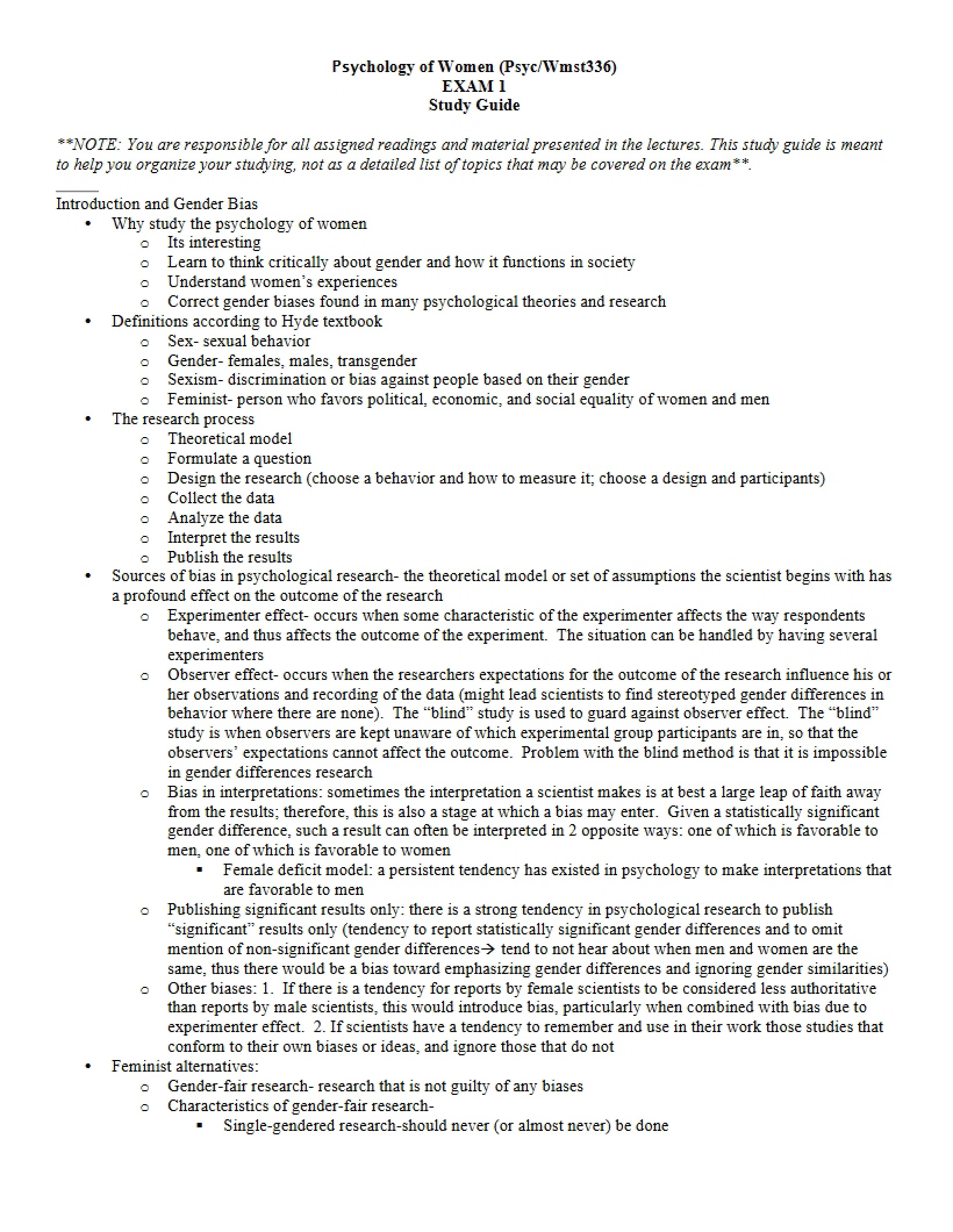 Examination One