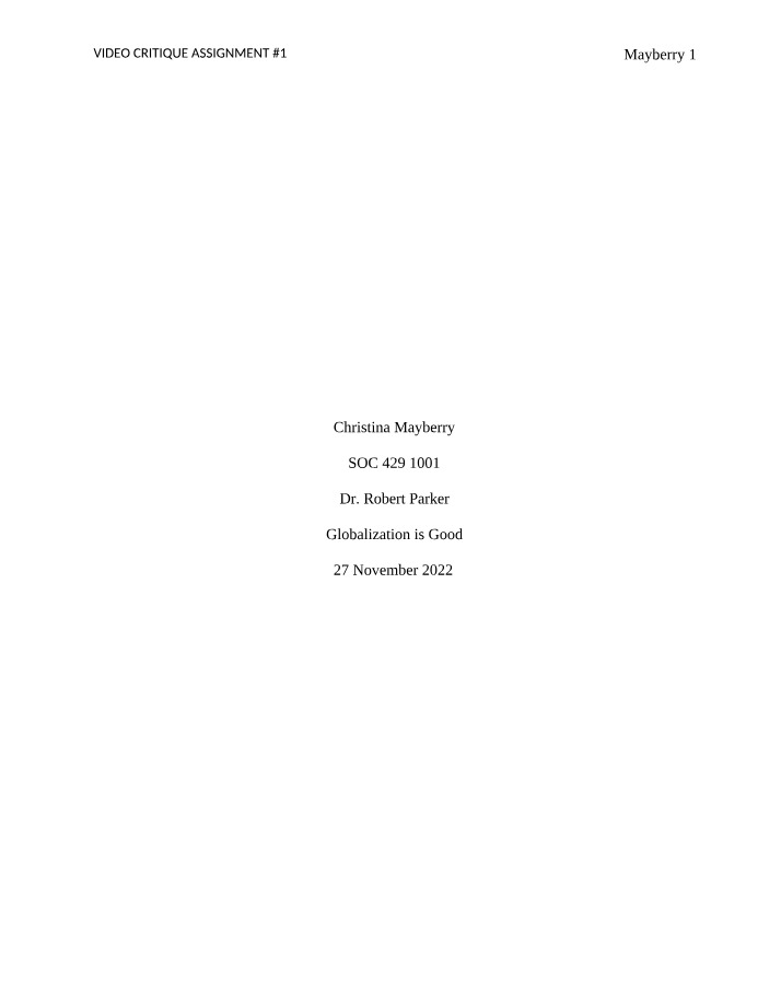 Assignment 1 - Video Critique