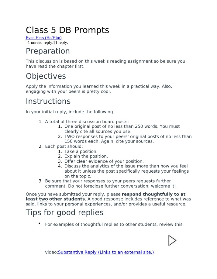 DB Prompts for Class 5