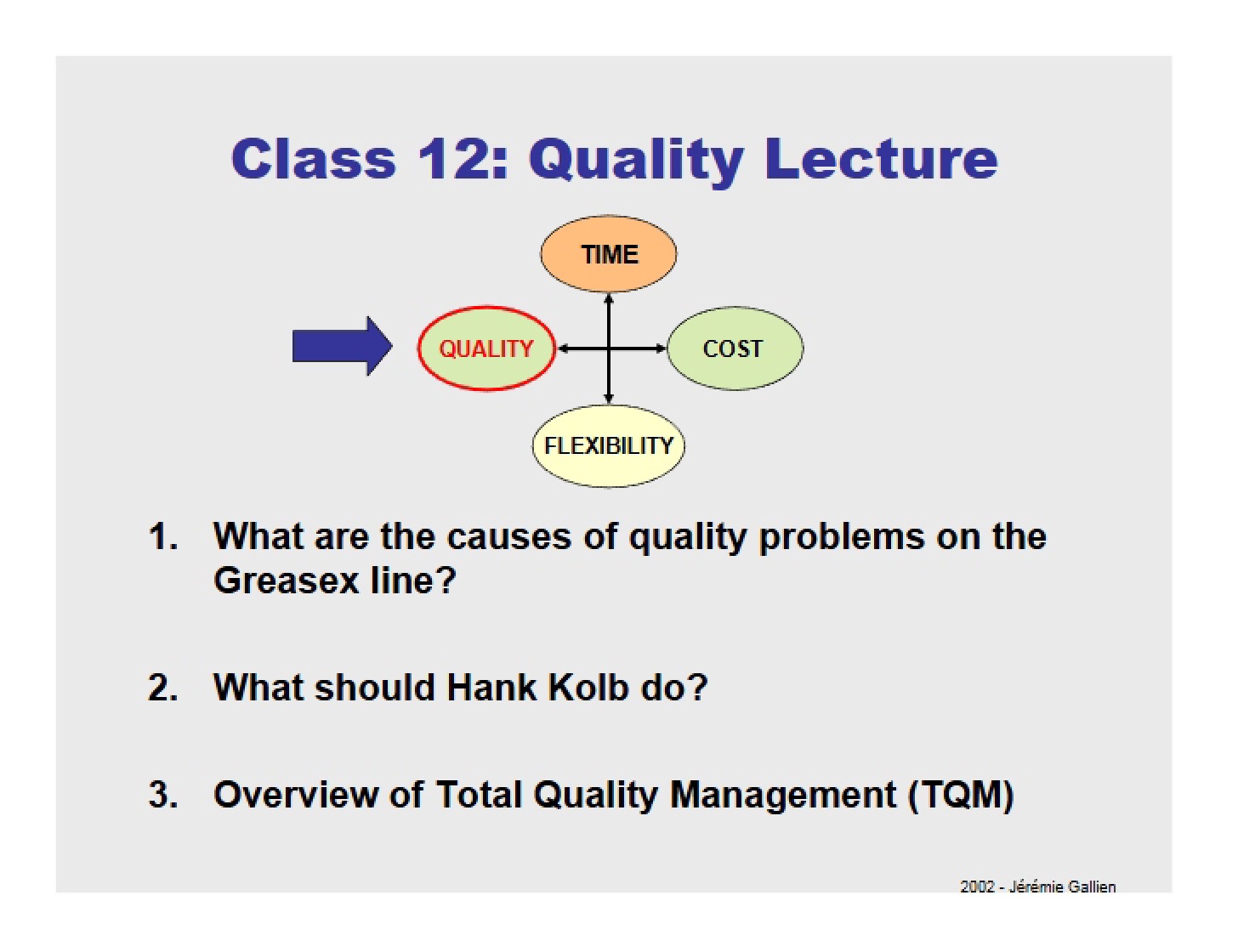 Lecture on Quality