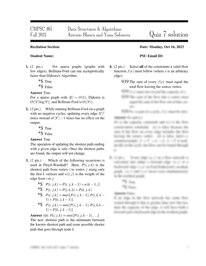Quiz 7 Solution