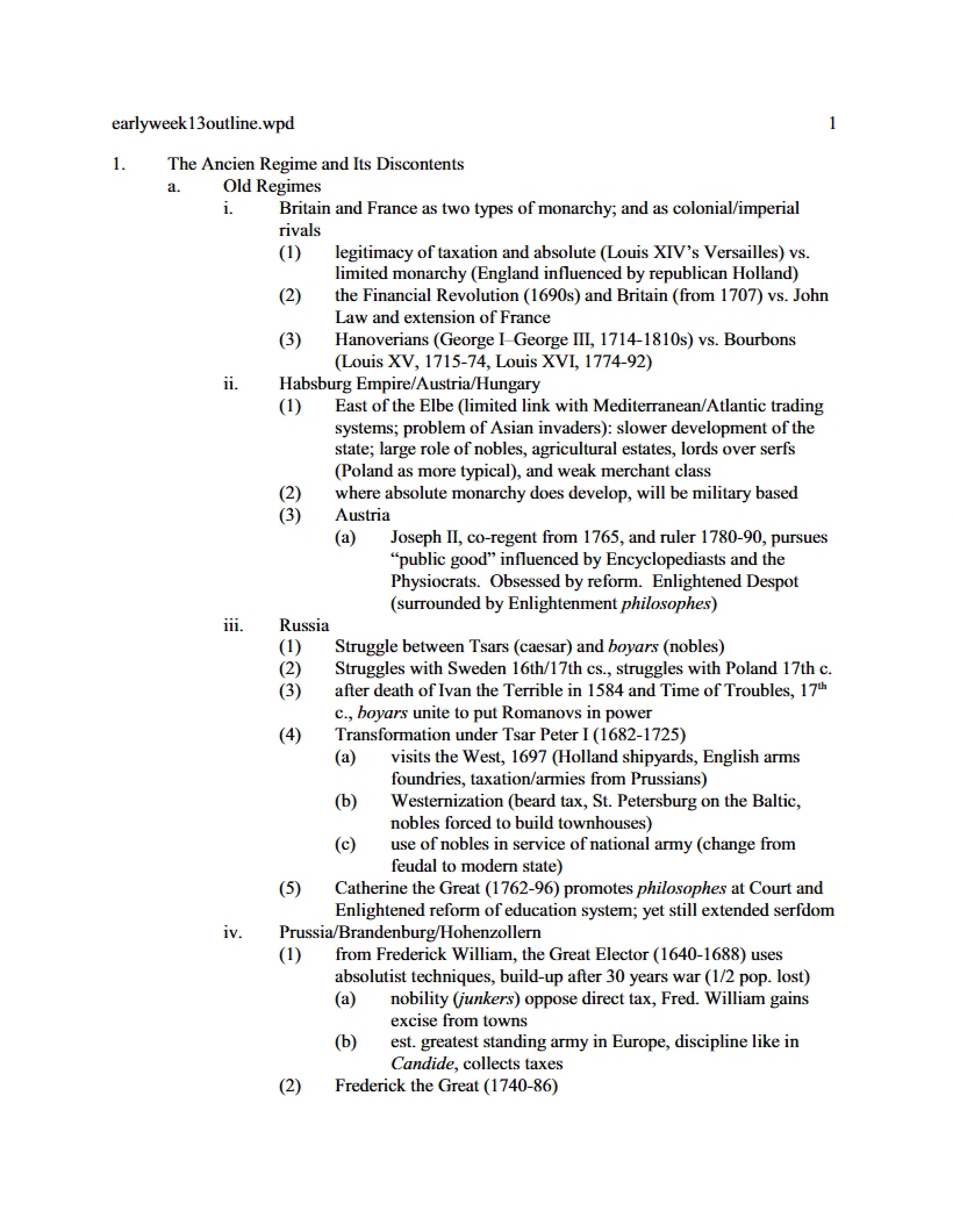Early Week 13 Outline