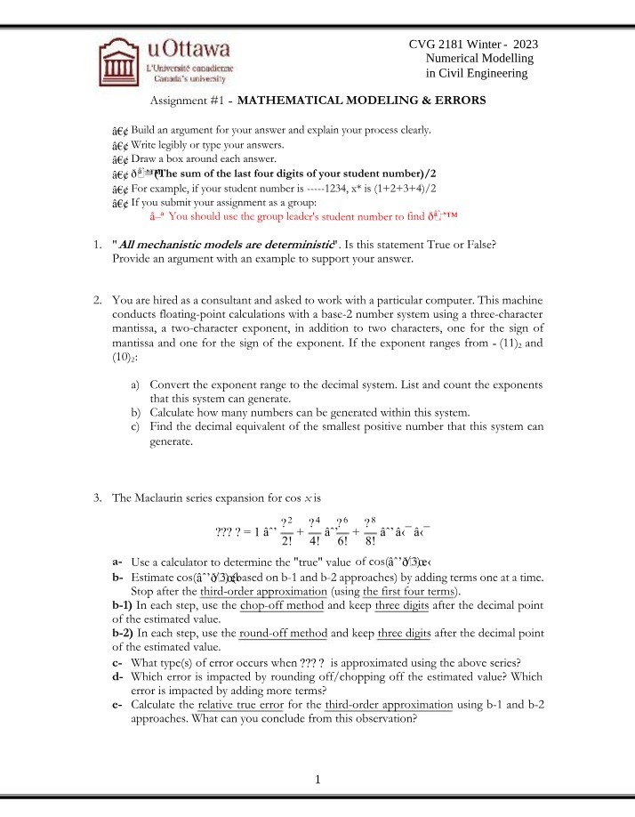Mathematical Modeling and Errors in Numerical Modelling