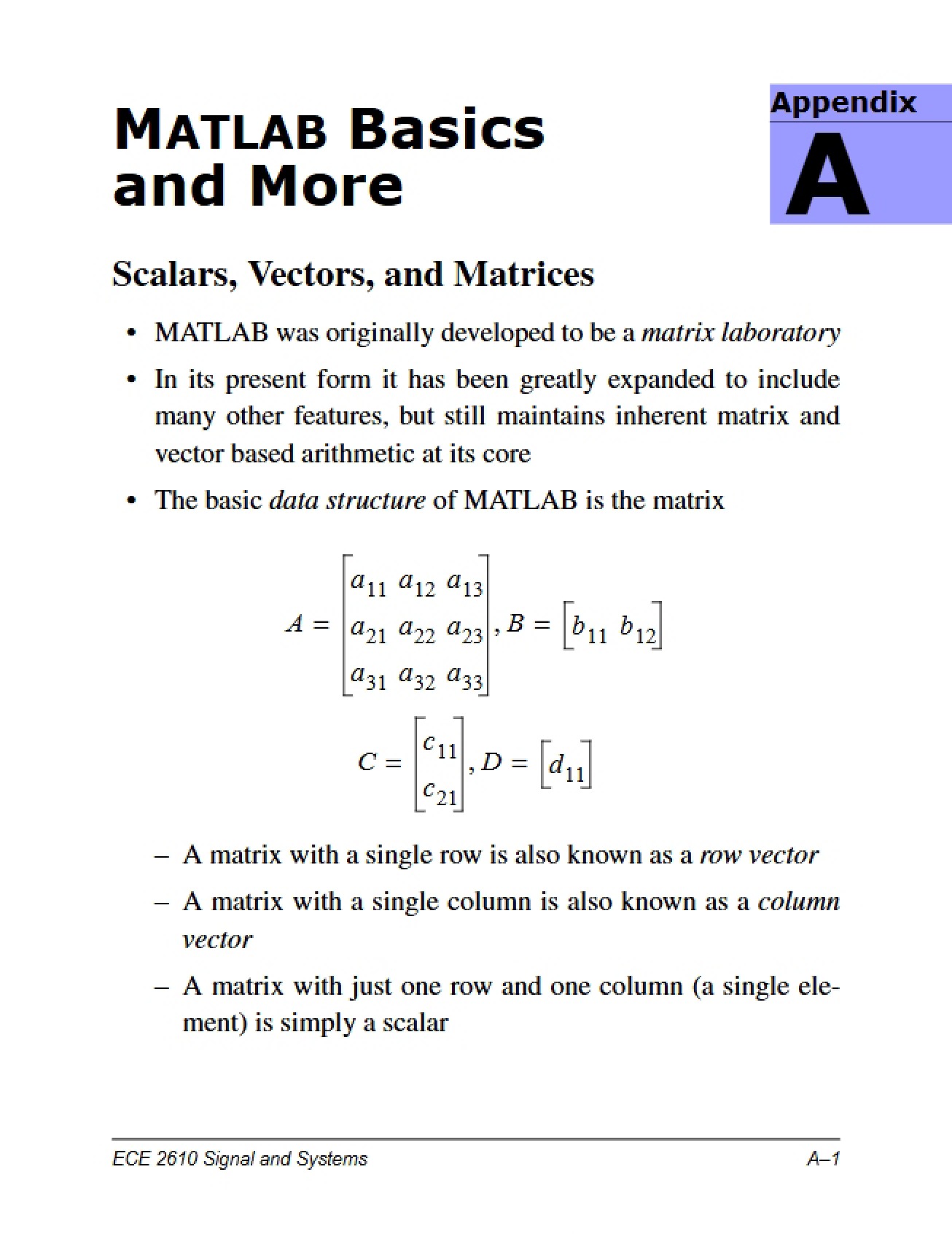 More on MATLAB Basics