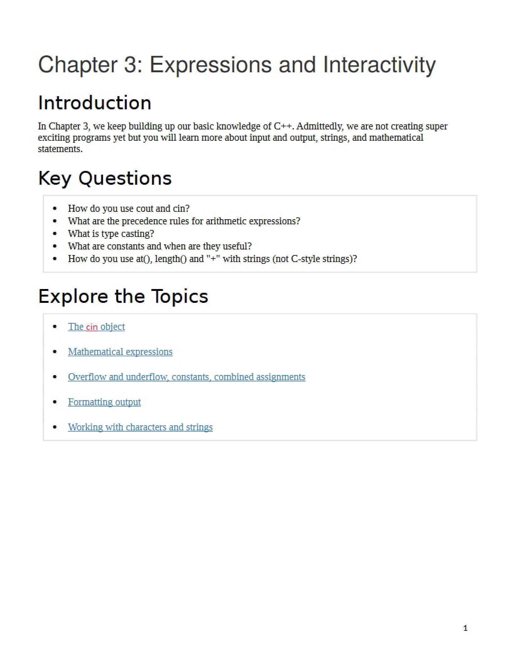 Interactivity and Expressions