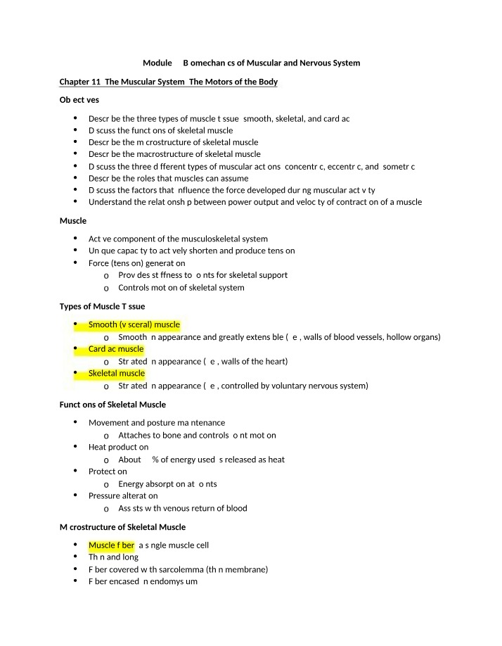 Module 5 - The Muscular System and Biomechanics