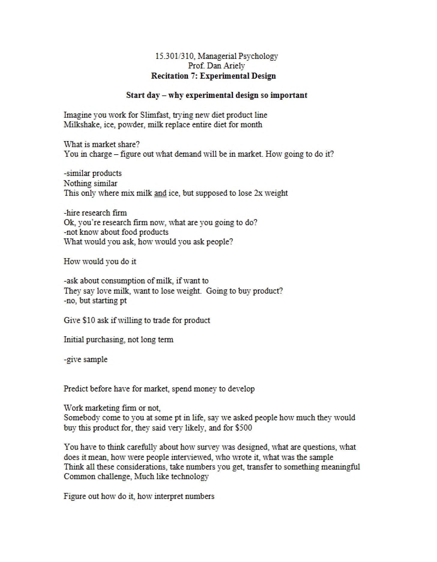 Designing Experiments - Managerial Psychology Laboratory