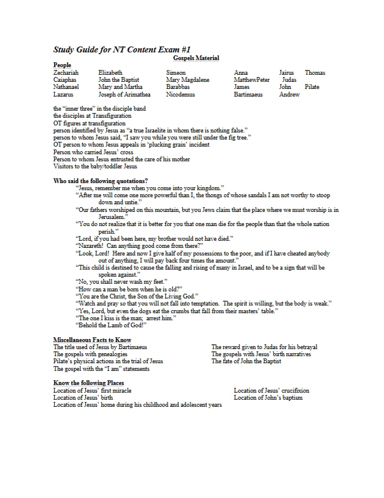 First NT Content Exam Study Guide