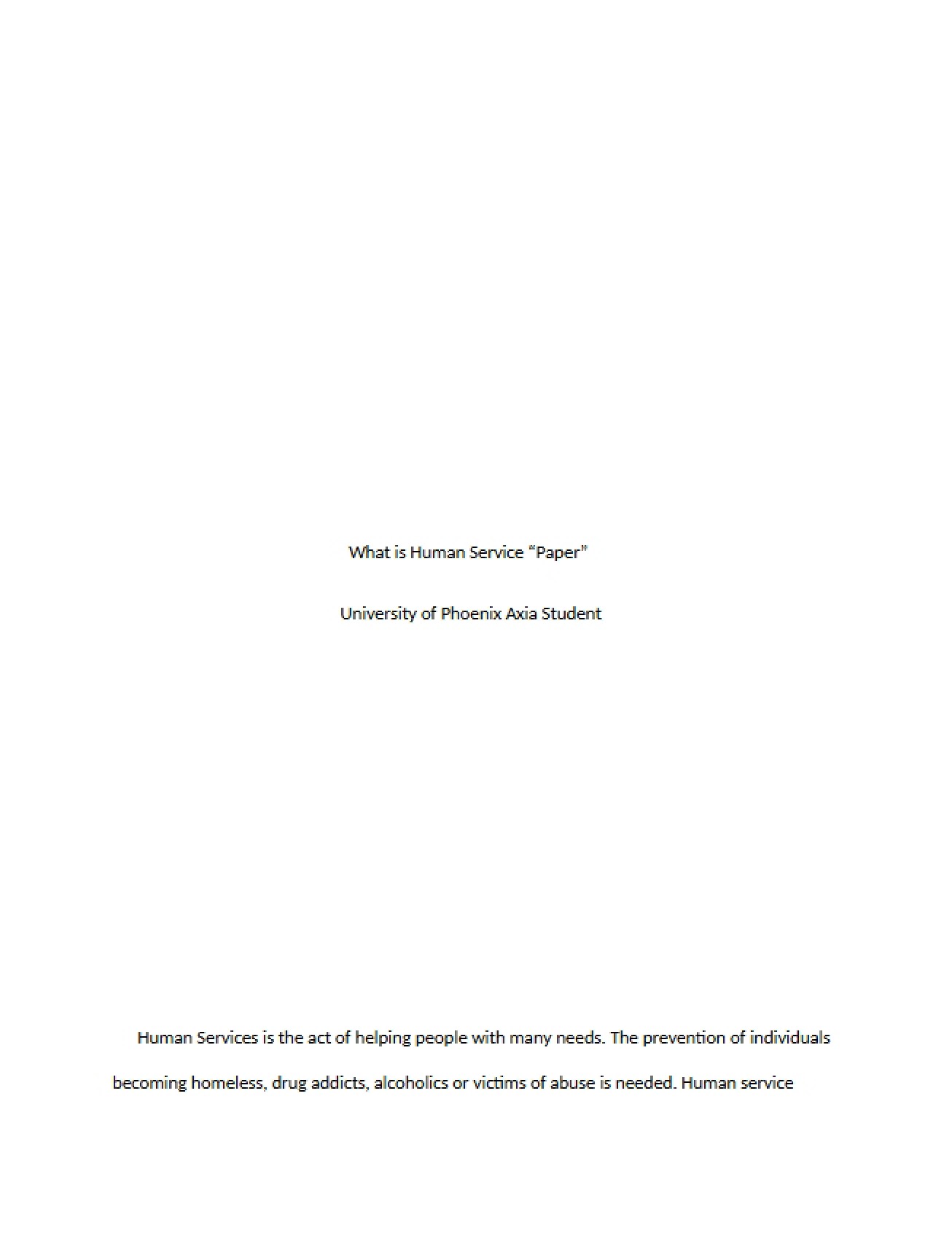 What is Human Service Paper - Introduction to Human Services