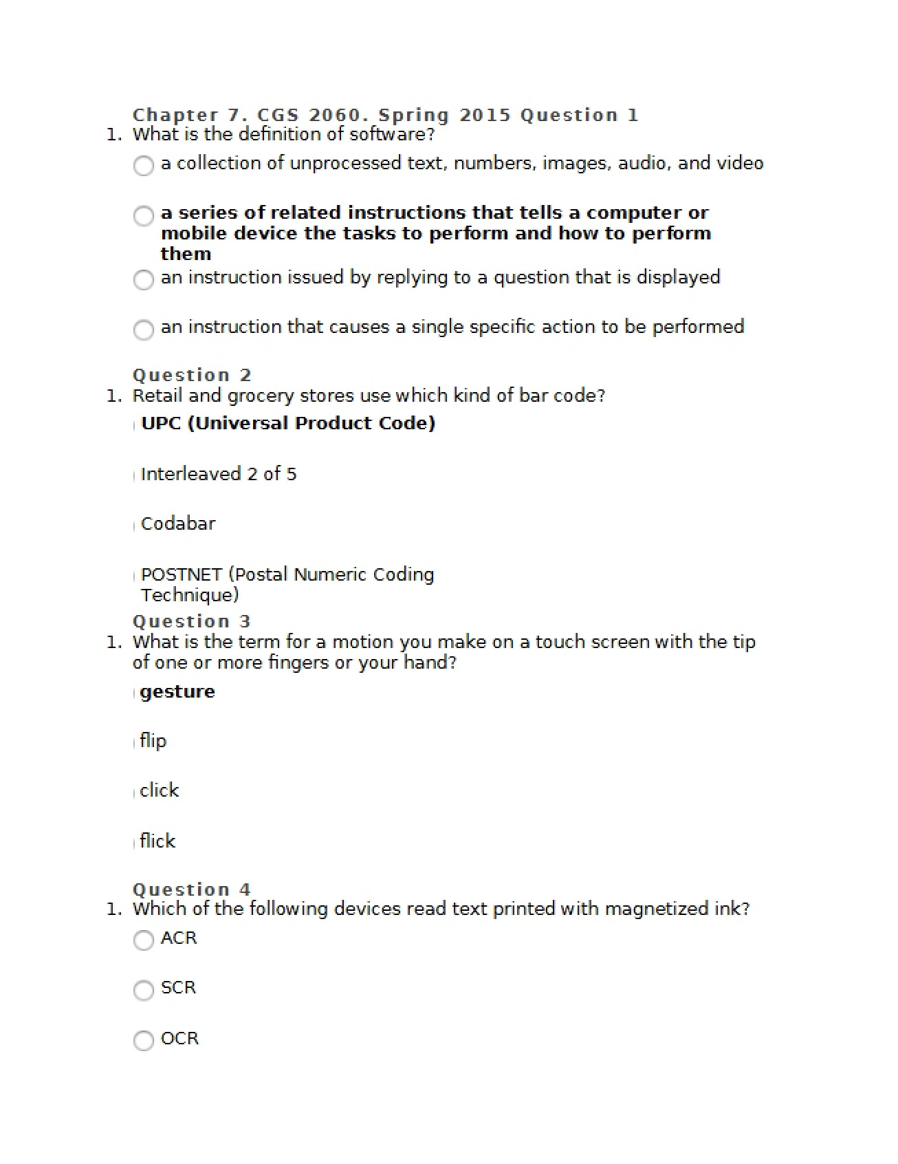 Questions from Chapter 7