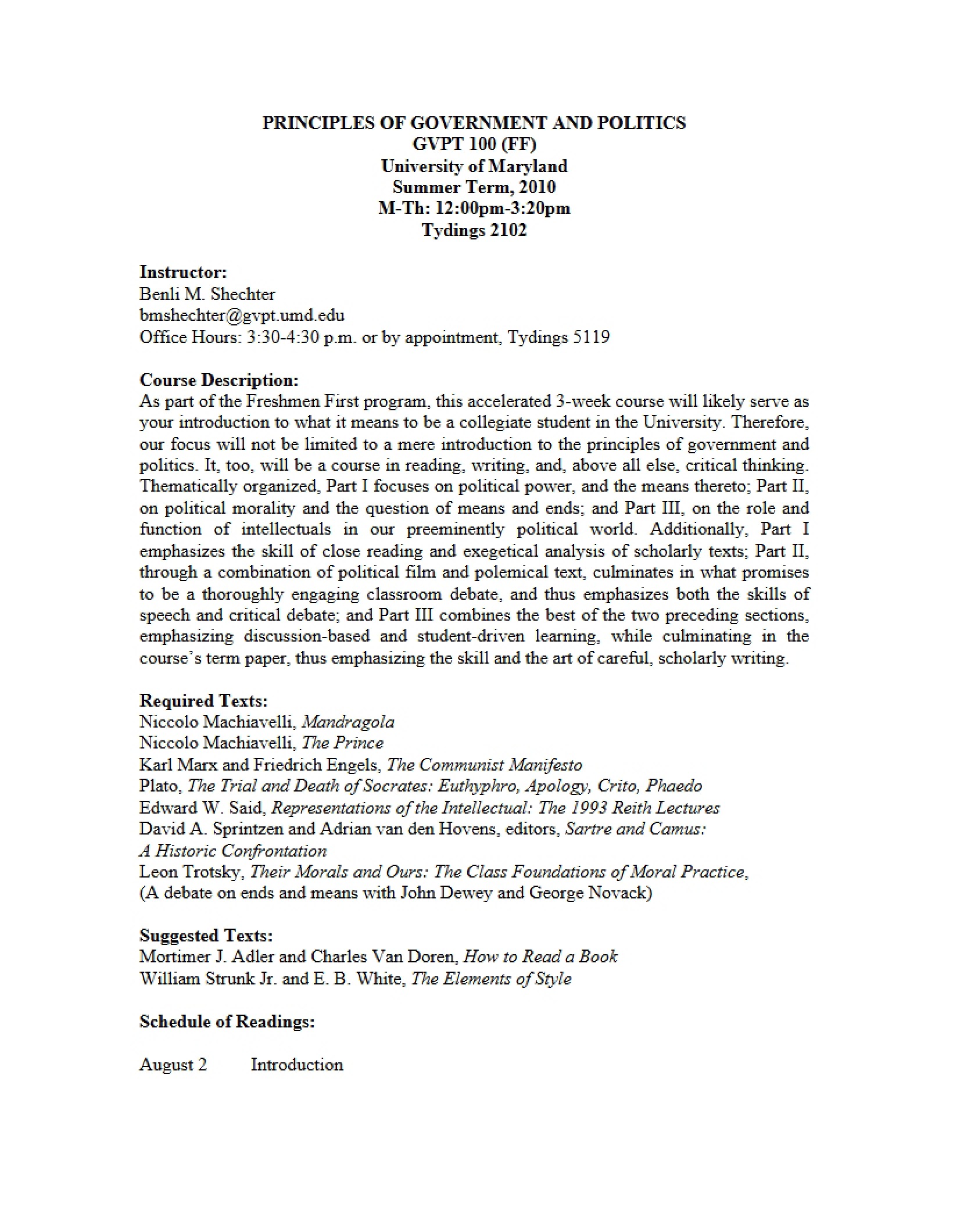 Overview of Syllabus