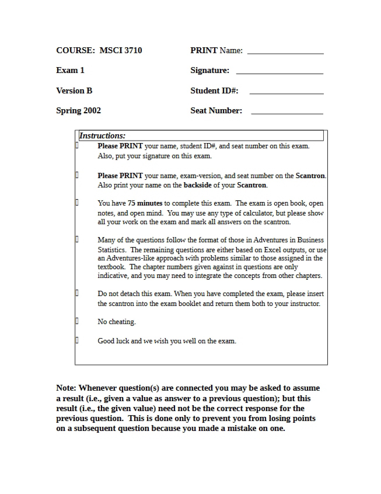 Spring 2002 Exam 1B