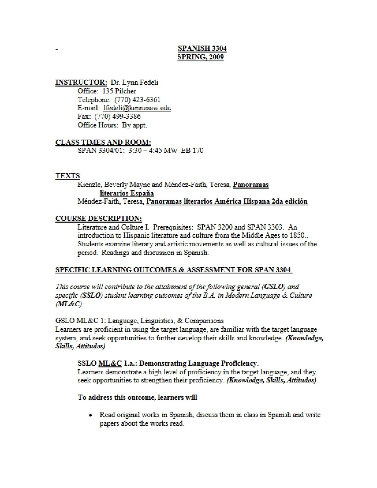 Course Guide for Literature And Culture I