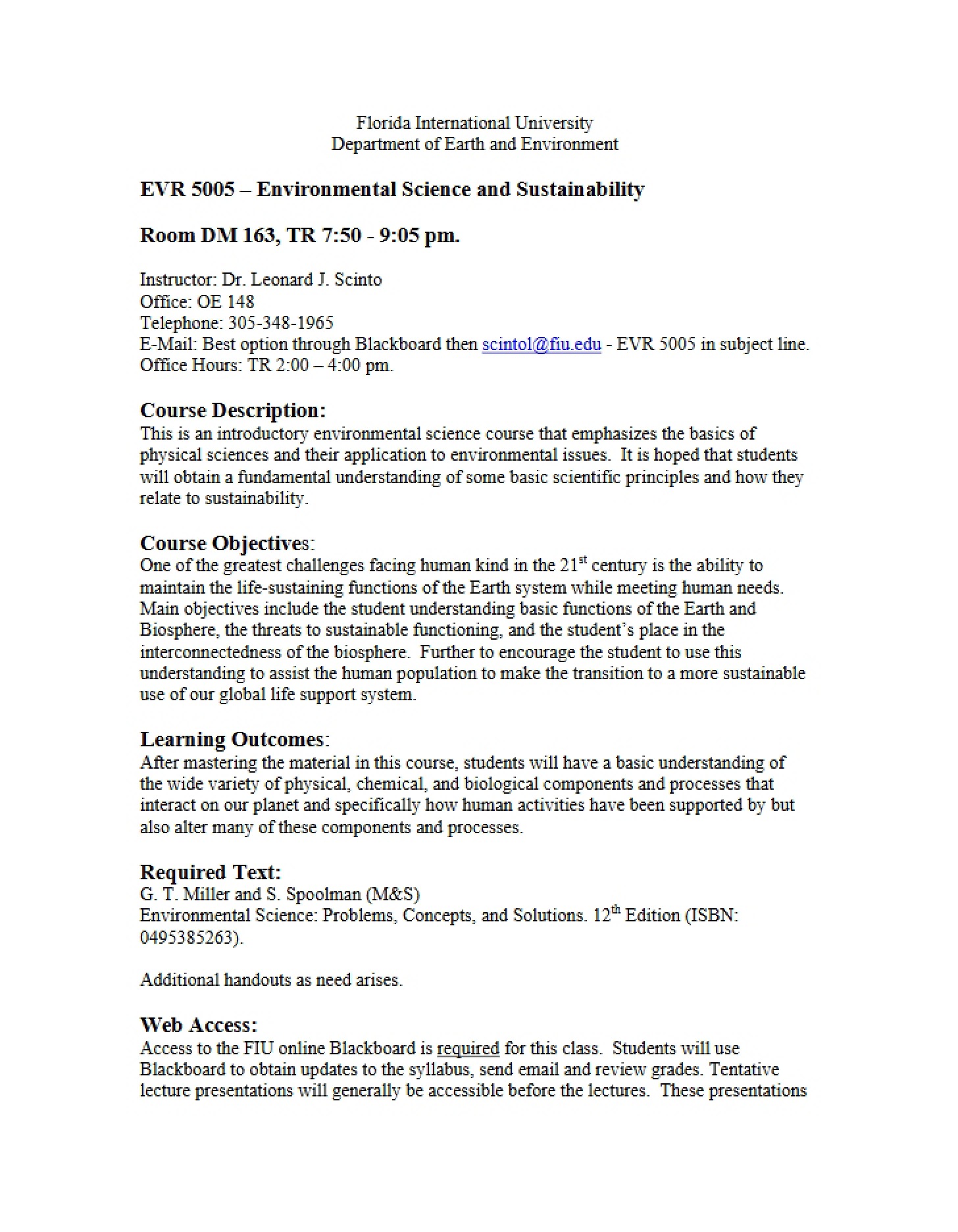 Subject Syllabus and Learning Objectives