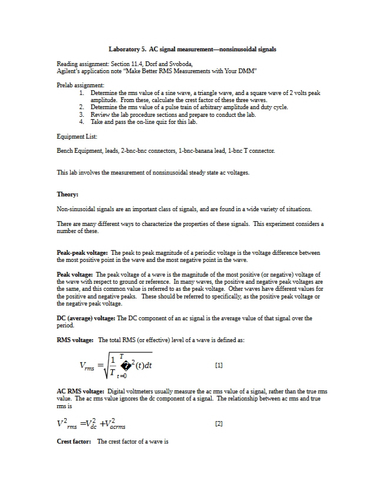 Measurement of Signals