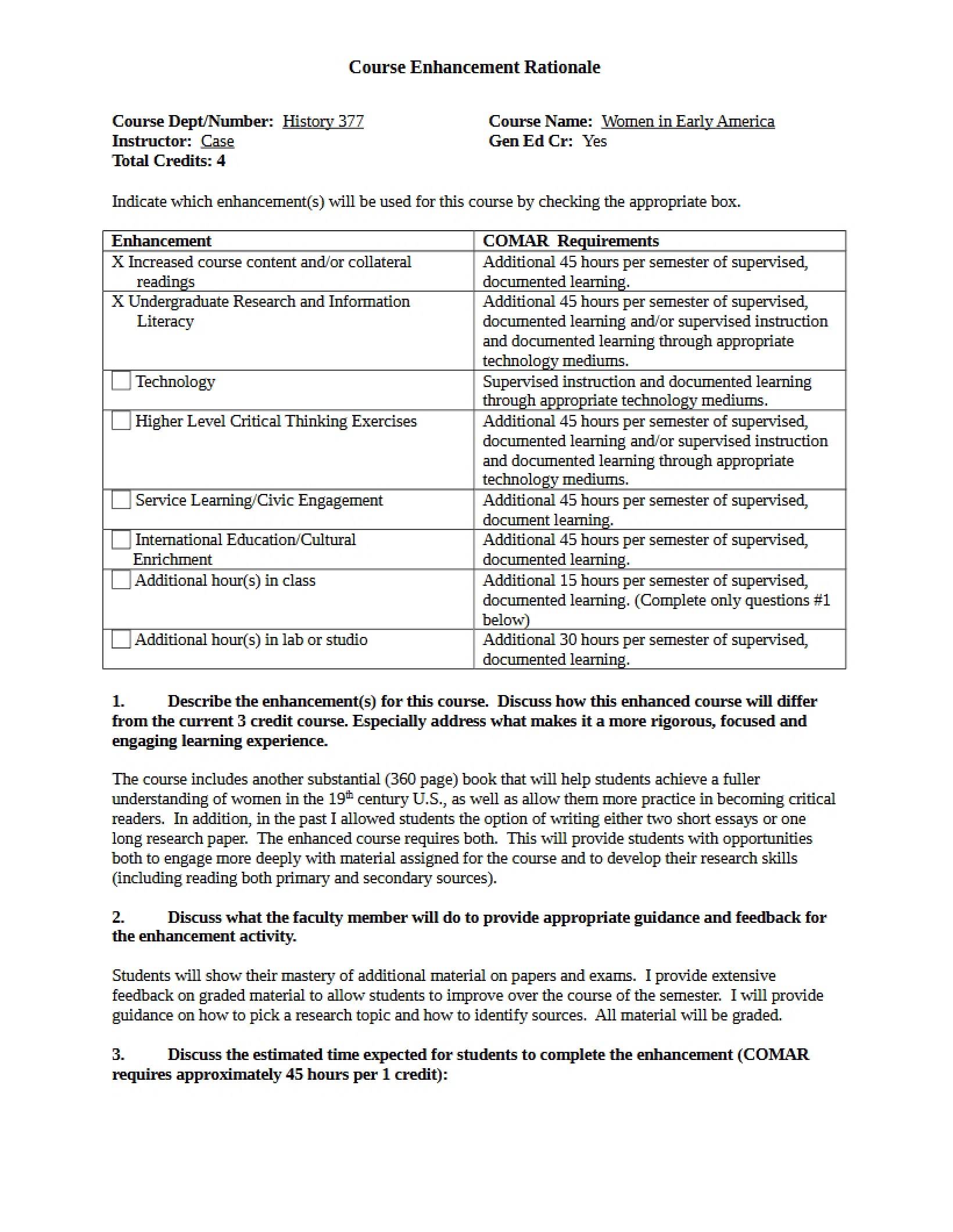 Syllabus for Women in Early America
