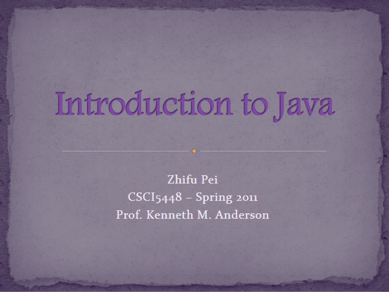 Introduction to the Java Programming Language
