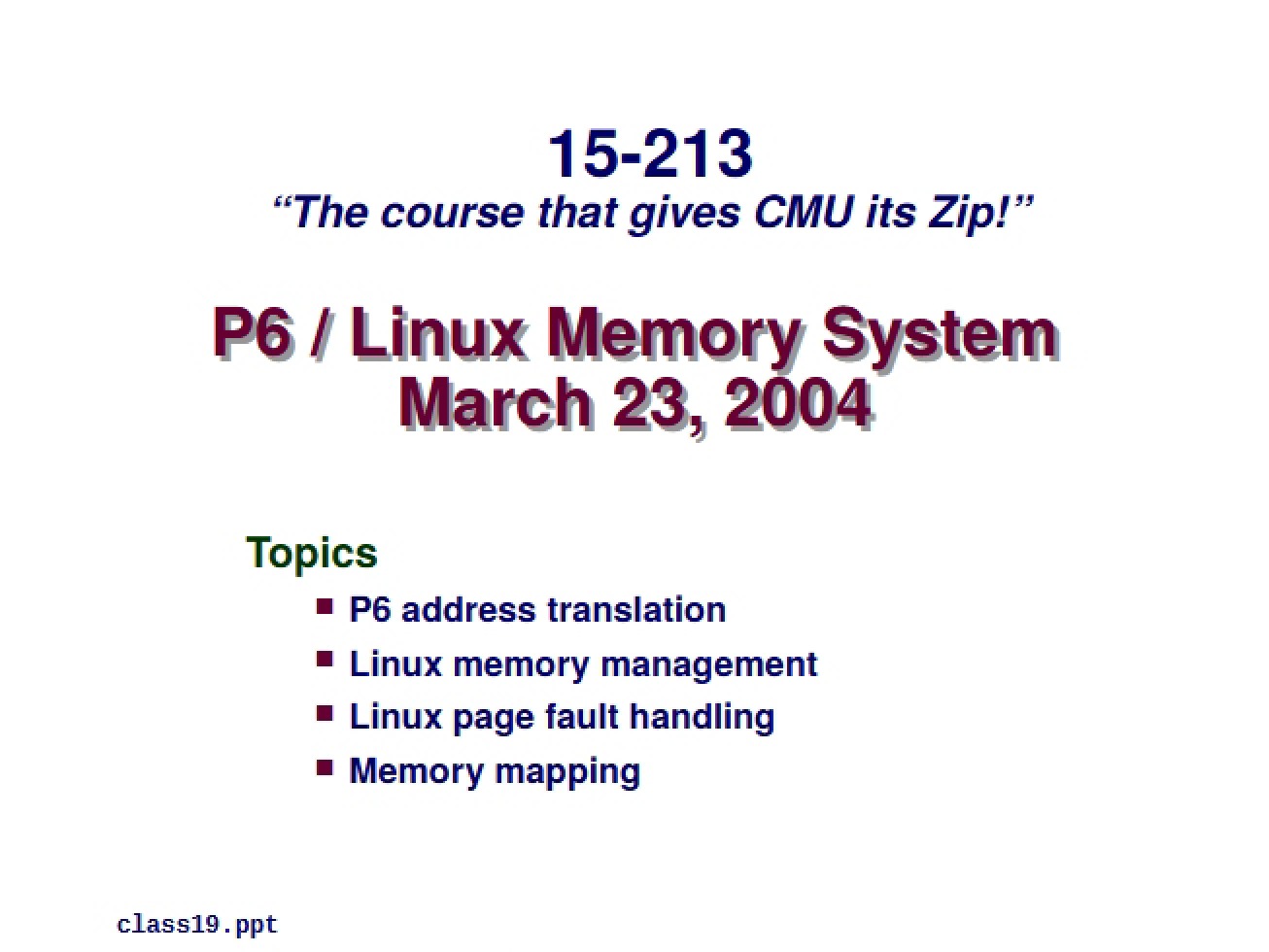 Session Nine Lecture Notes