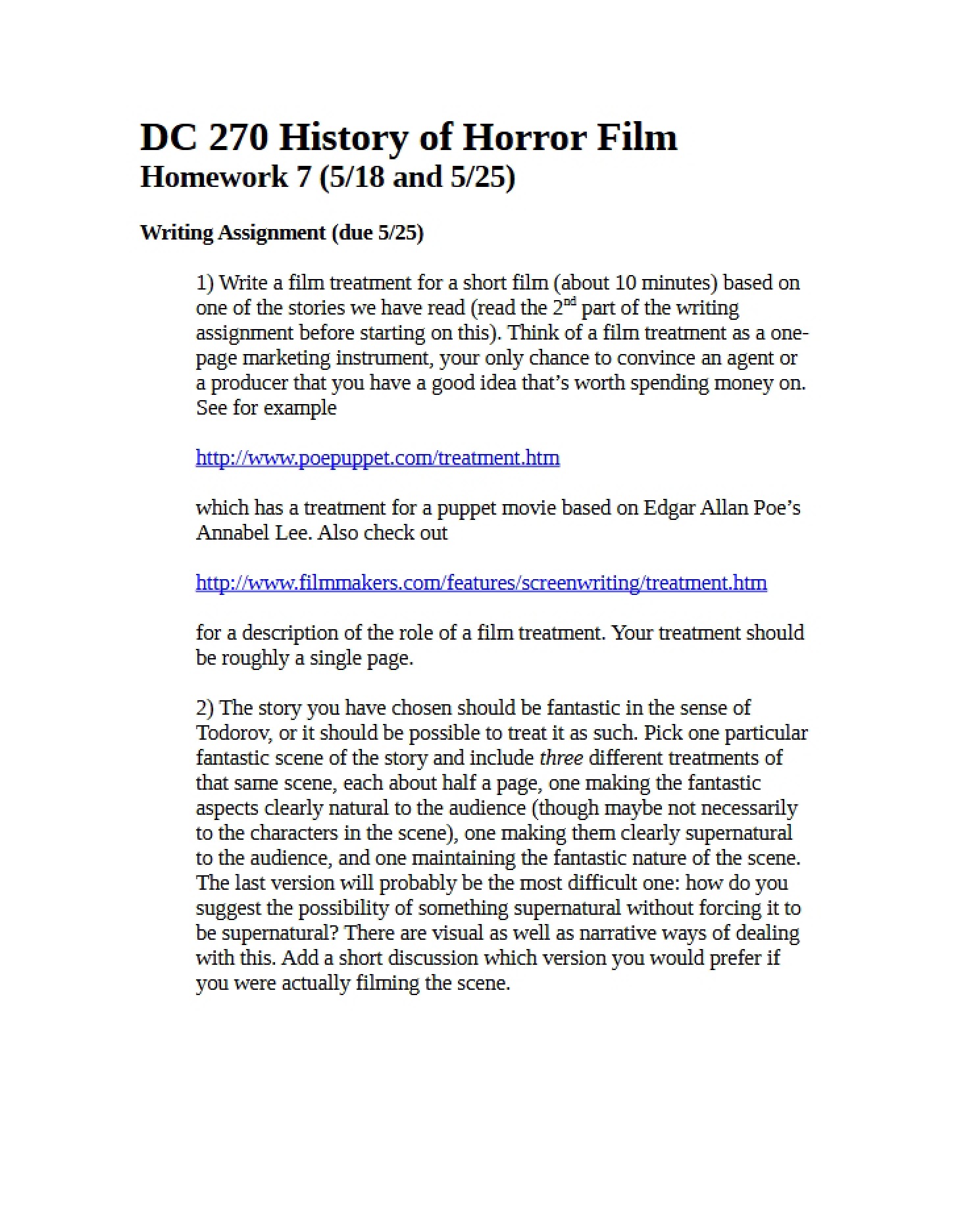 Homework for DC 270