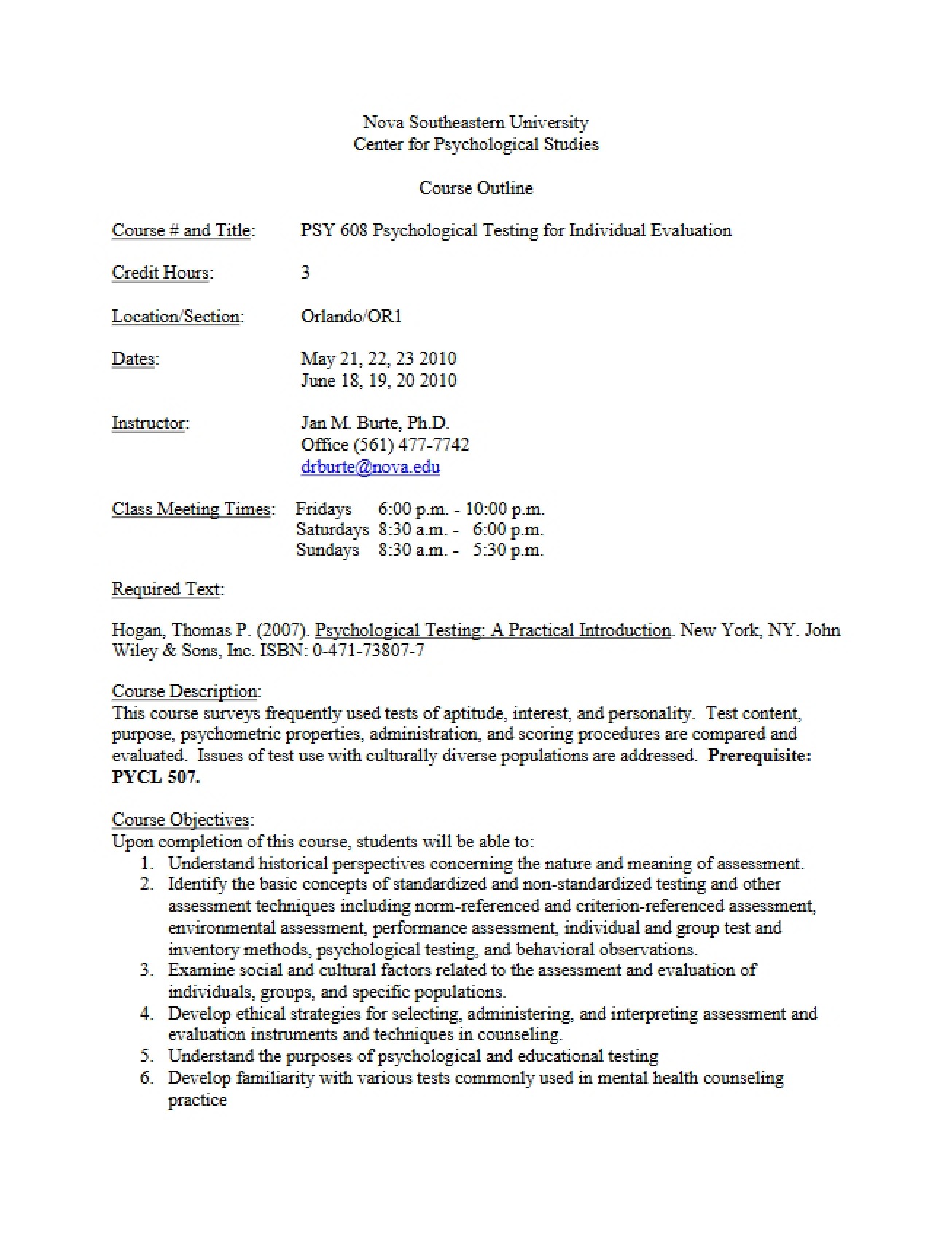 Evaluation and Testing Outline