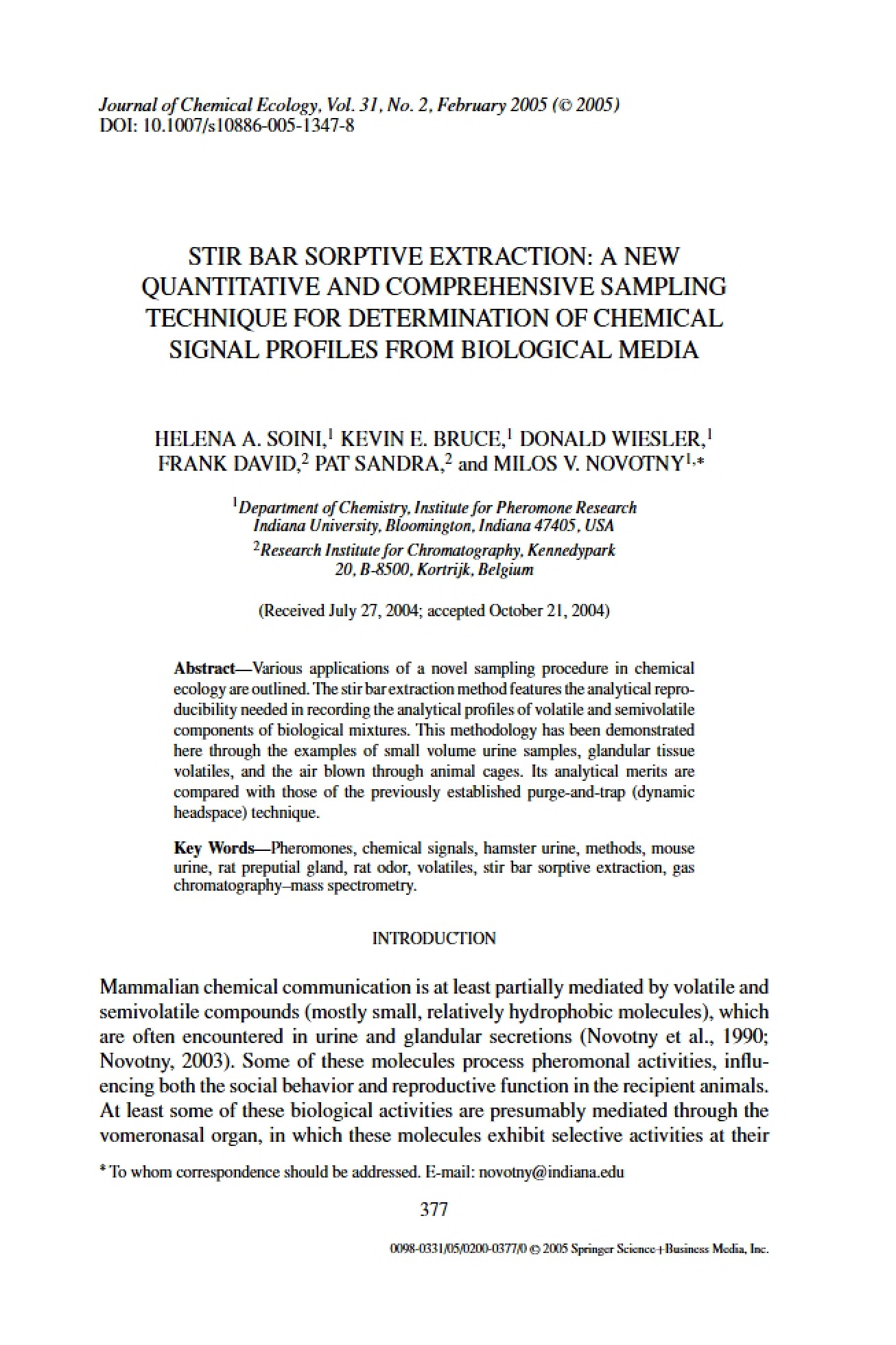 Comprehensive Sampling via Stir Bar Sorptive Extraction