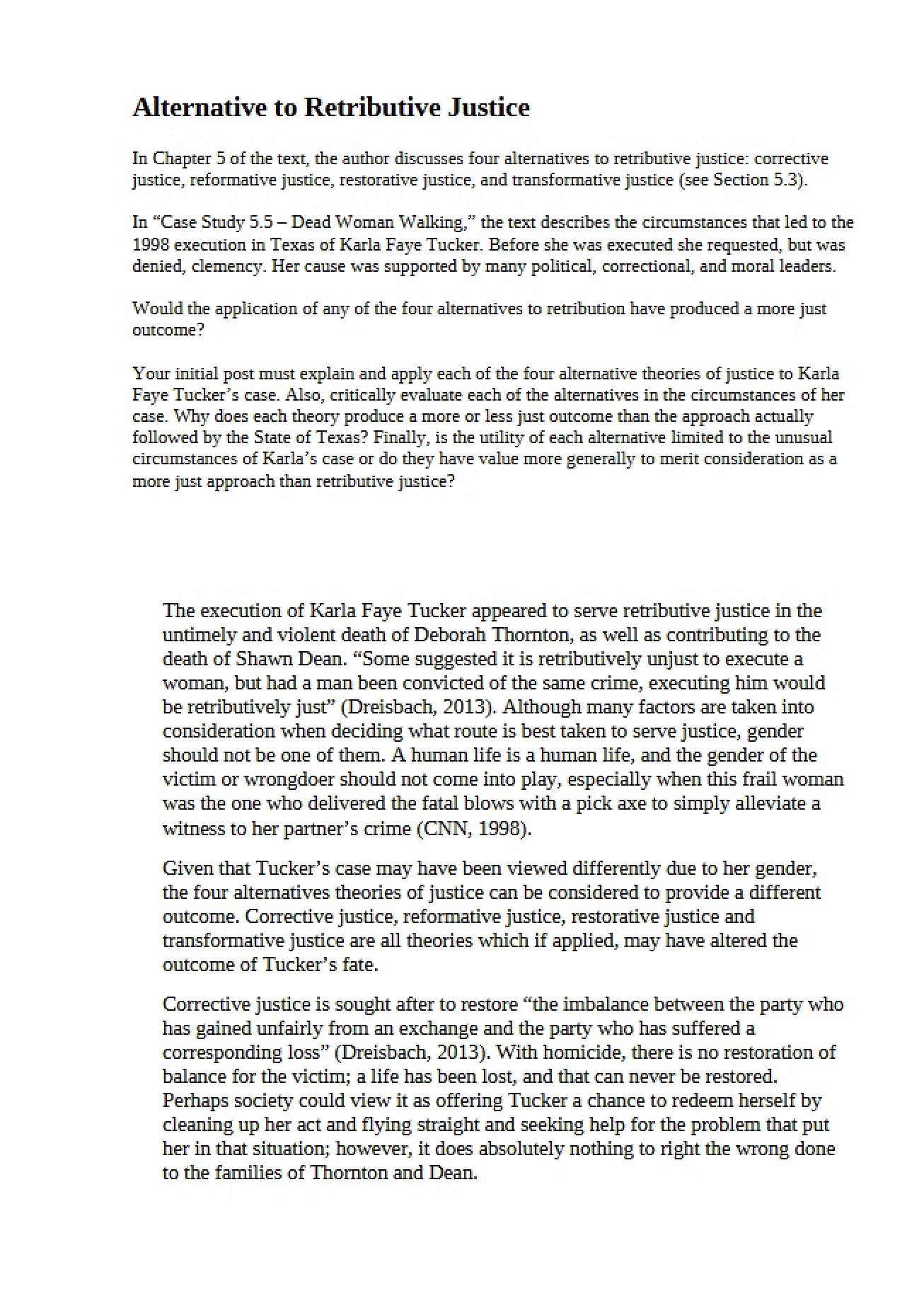 Retributive Justice Alternatives