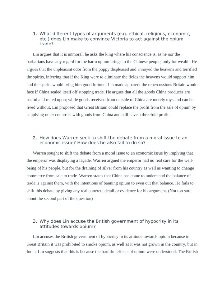 Moral and Economic Arguments Against the Opium Trade
