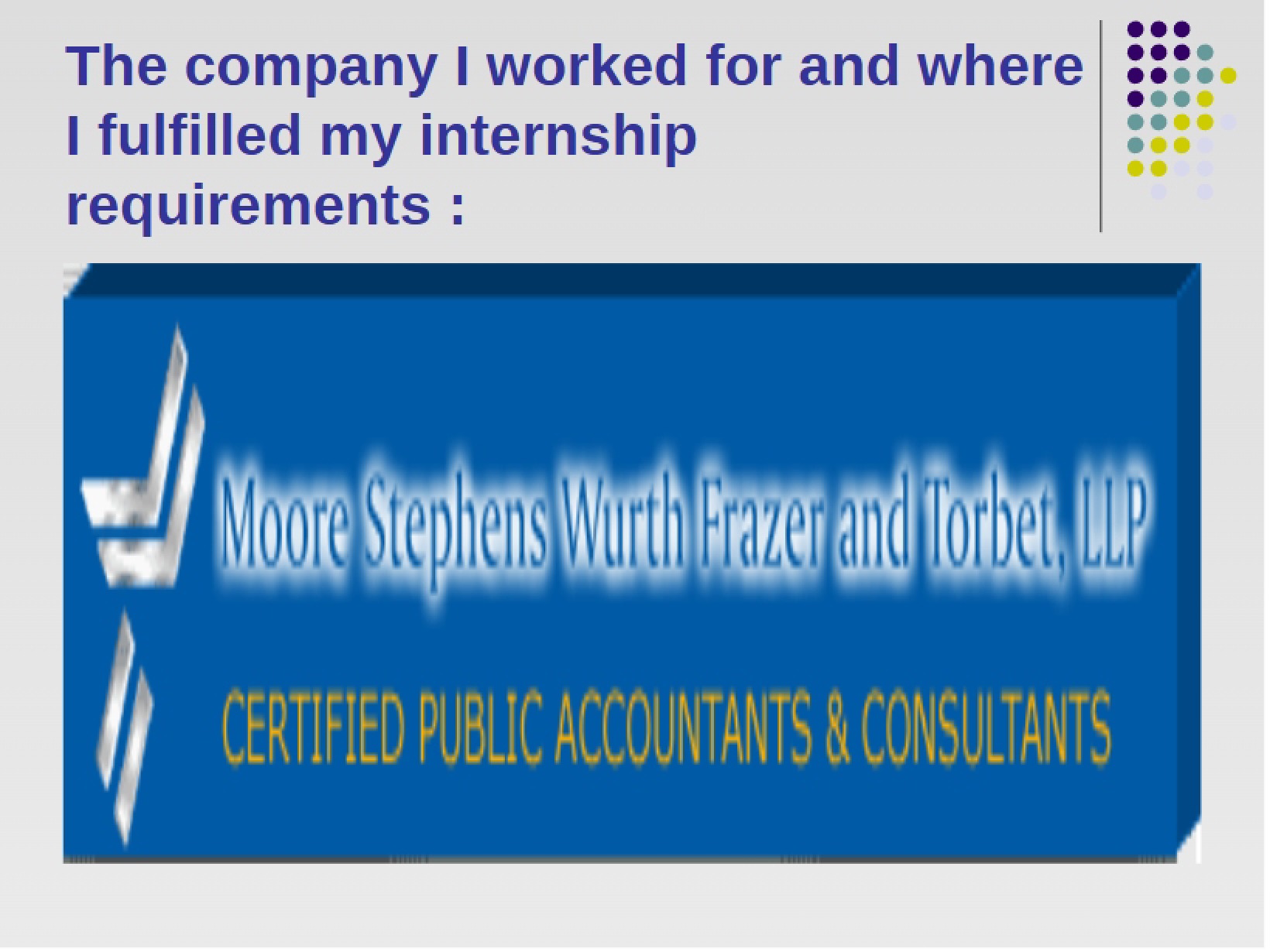 Presentation on Internship