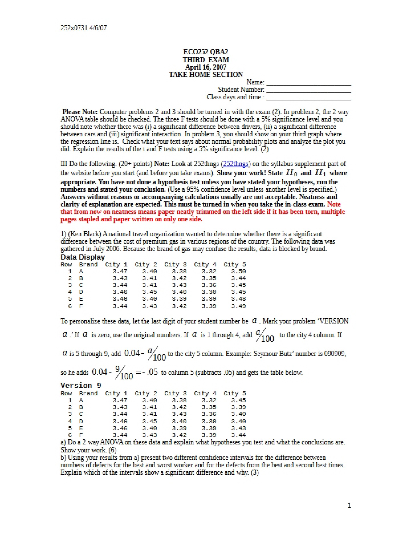 ECO 252 Assessment III
