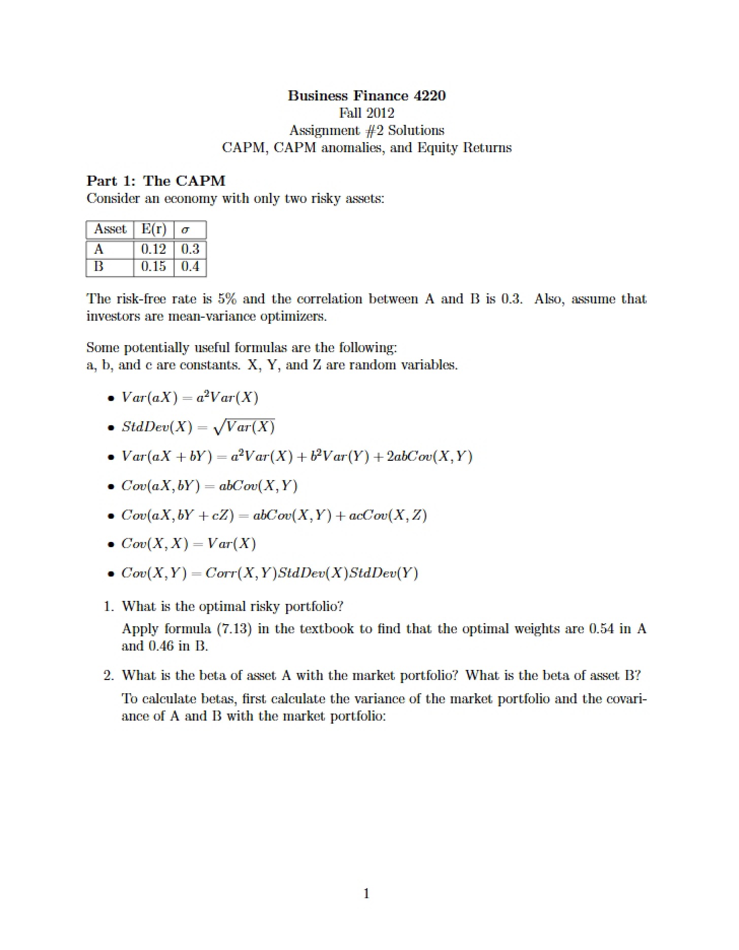 Answer Key for Second Assignment