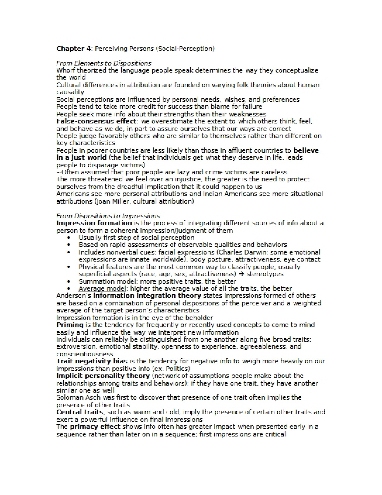 Social Psychology Chapter 4