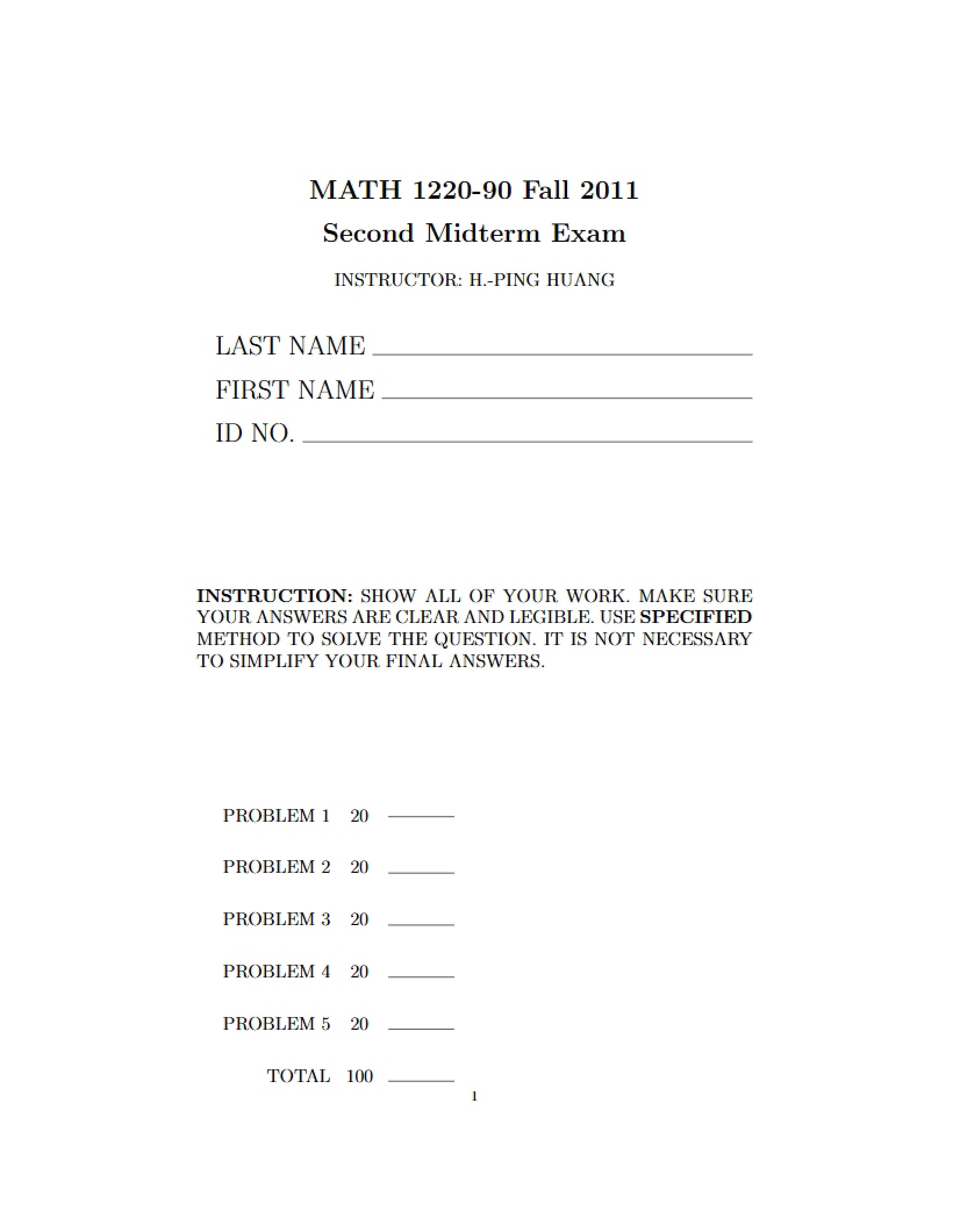 Exam Second Midterm