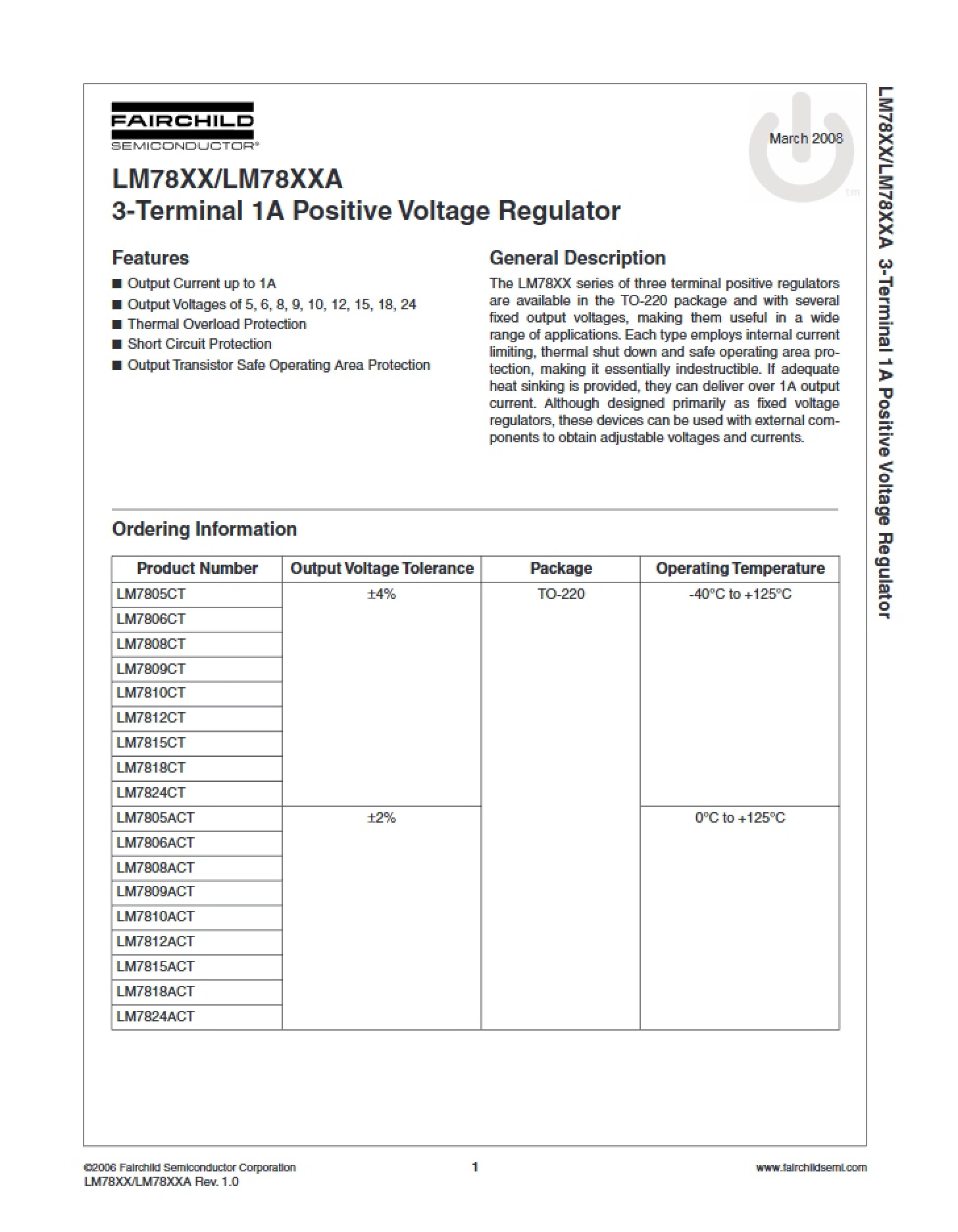 Datasheet for LM7805