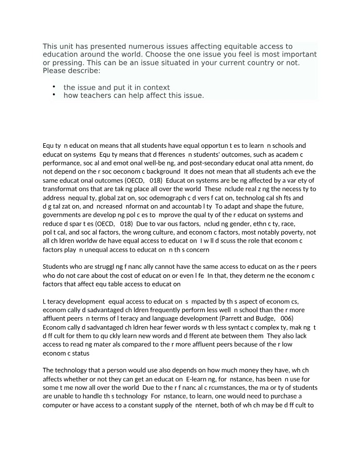 Discussion Forum - Unit 6 Education in Context