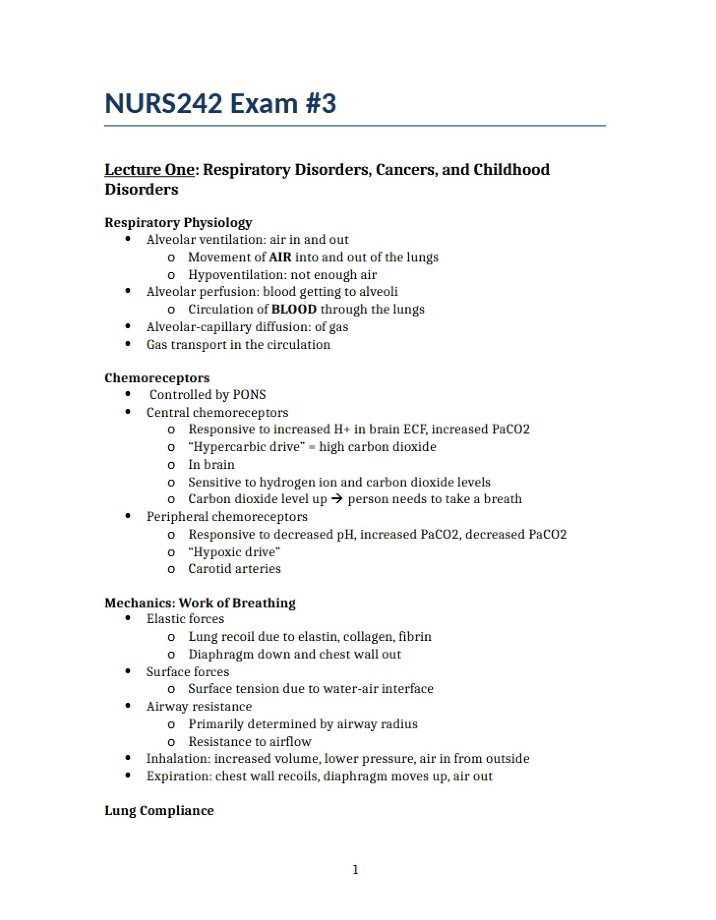 Outline for Exam 3