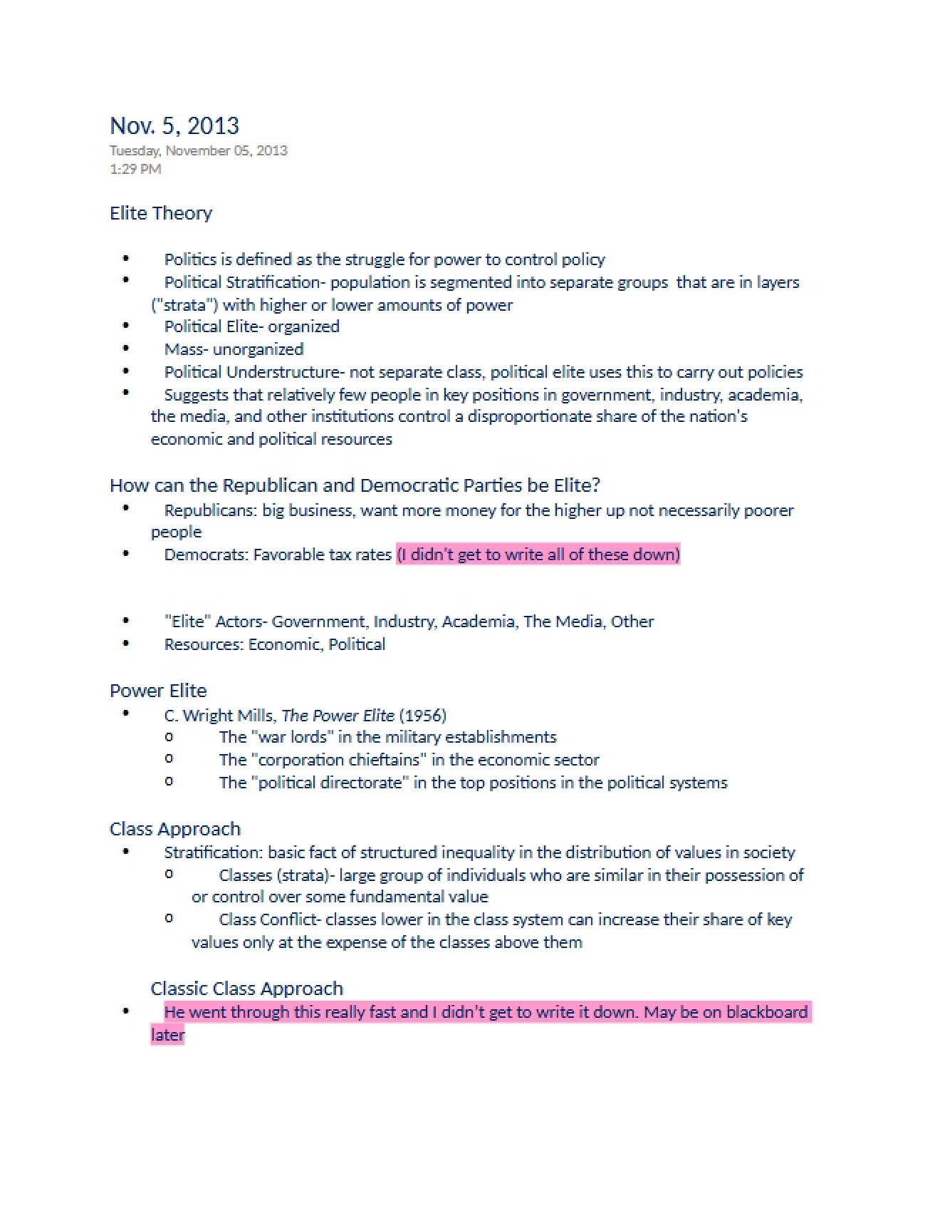 Notes for Chapter Nine (November 5, 2013)