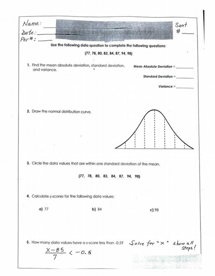 Mean Absolute Deviation, Standard Deviation, and Z-Scores Practice Problems