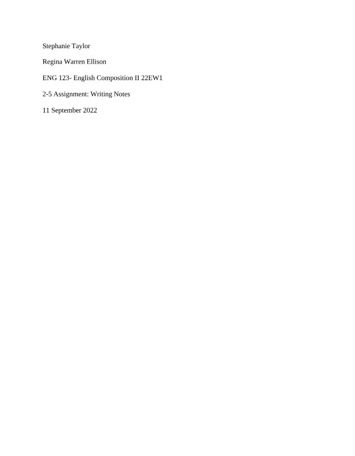 Introduction to Engineering - 2-5 Writing Notes