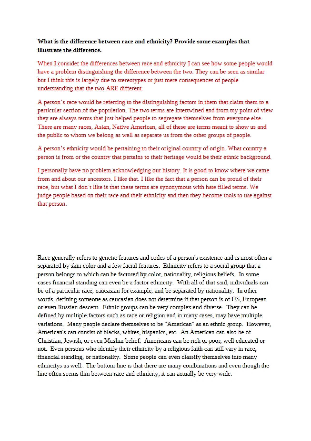 Examination of Race and Ethnicity