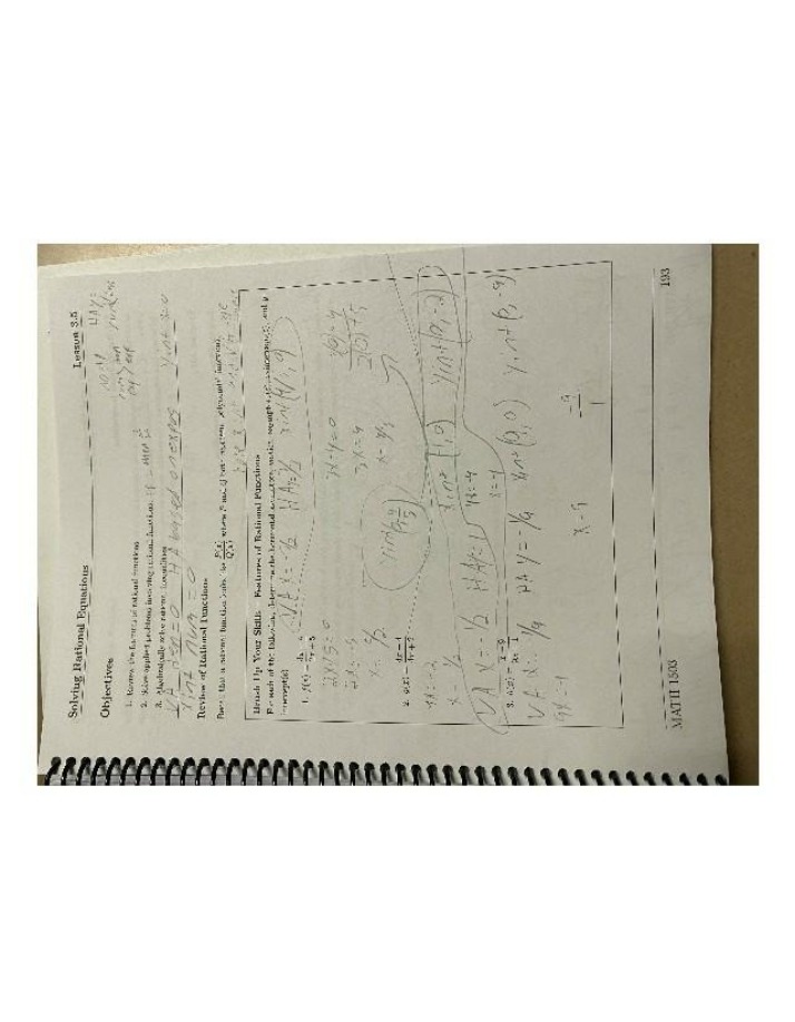 Lecture Notes - Solving Rational Equations and Rational Functions