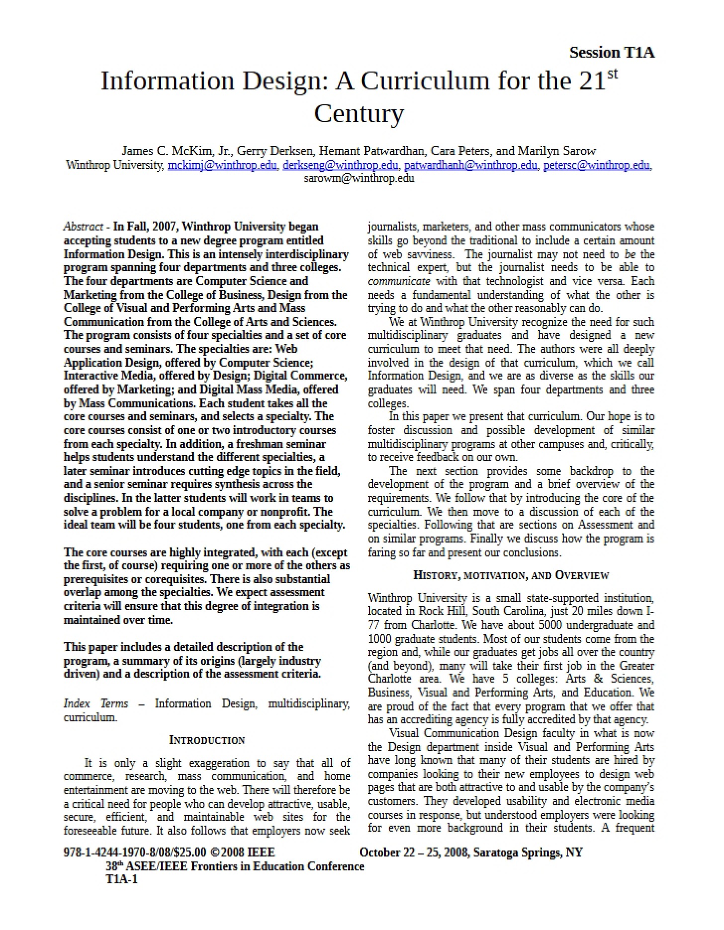 21st Century Curriculum for Information Design