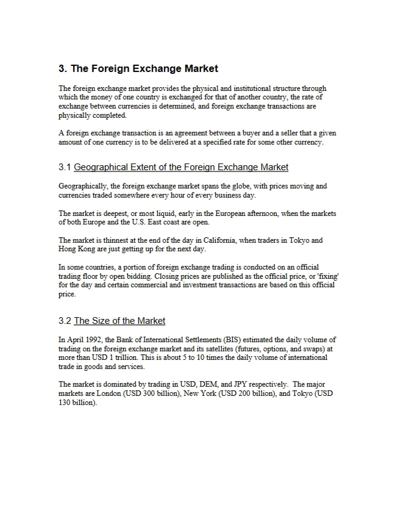 Foreign Exchange Market