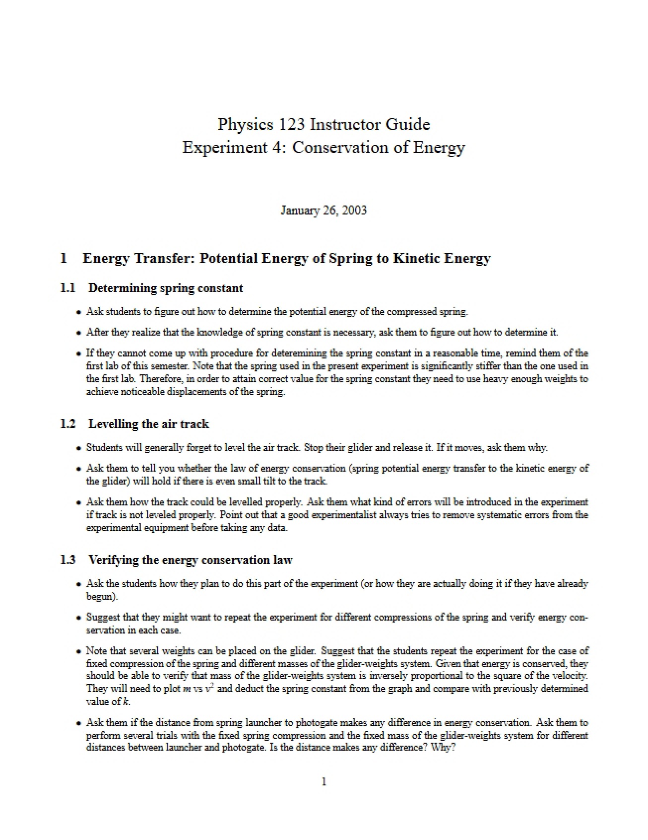 Instructor Guidelines for Mechanics Physics