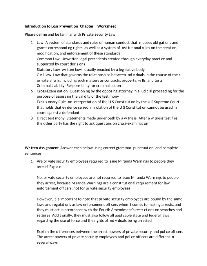 Worksheet for LP Chapter Four