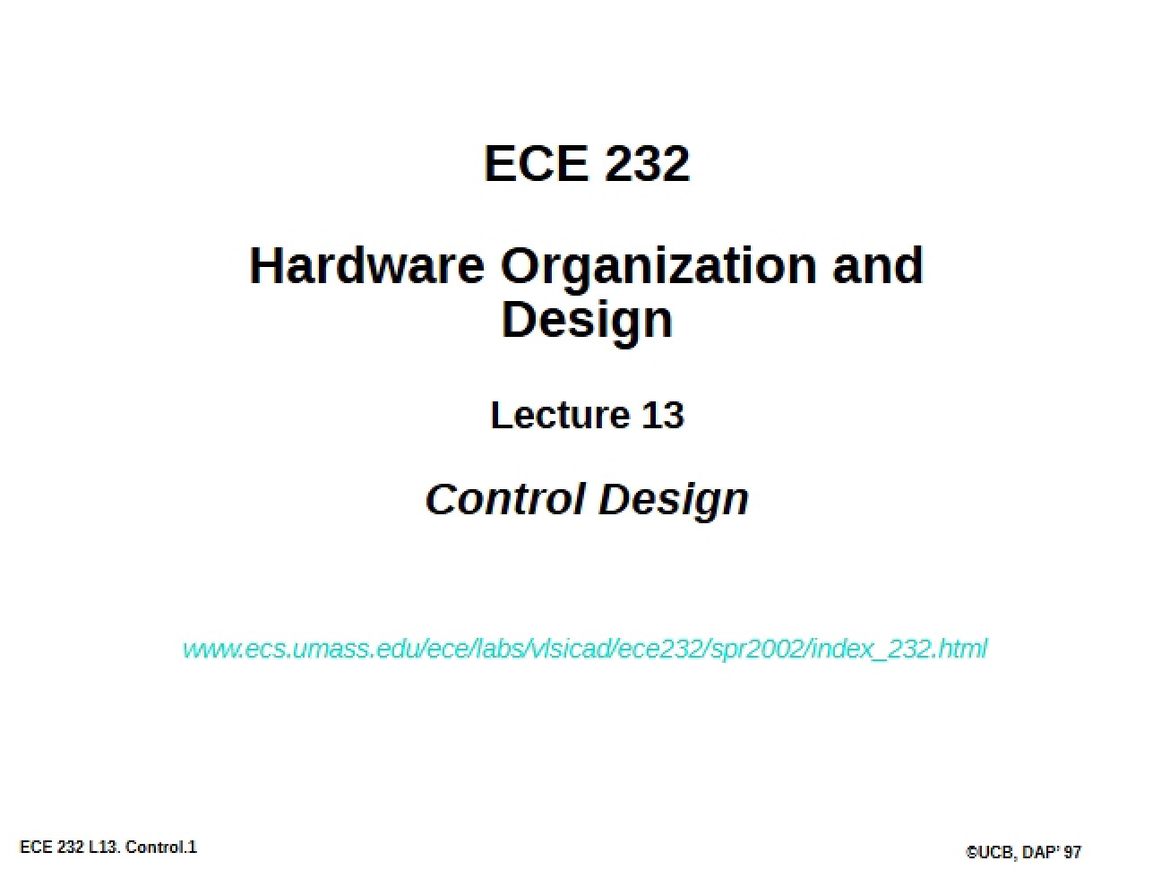 Control Design (Lecture 13)