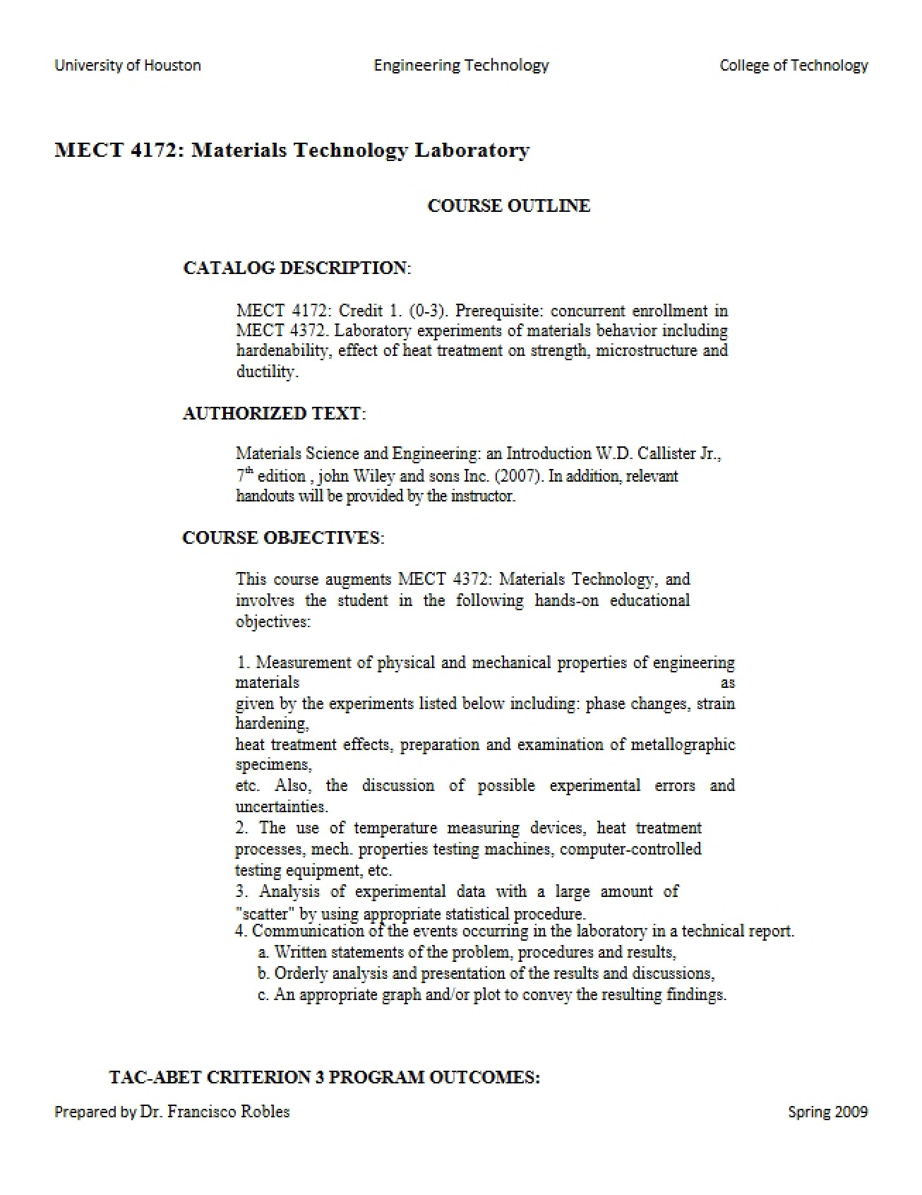 Materials Technology Laboratory Guide