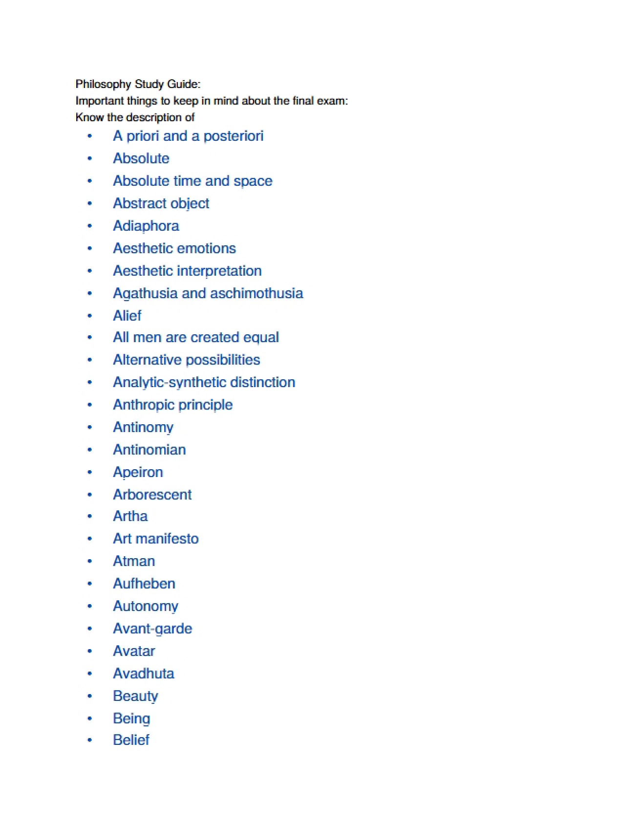 Philosophy Study Guide