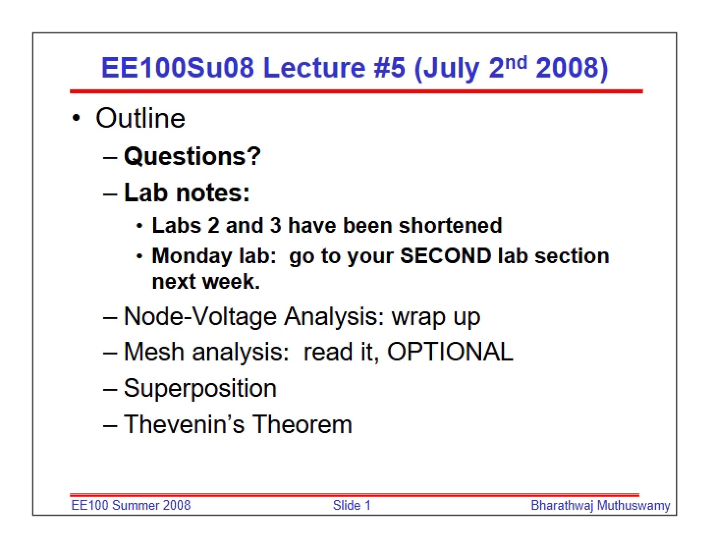 Professor's Notes