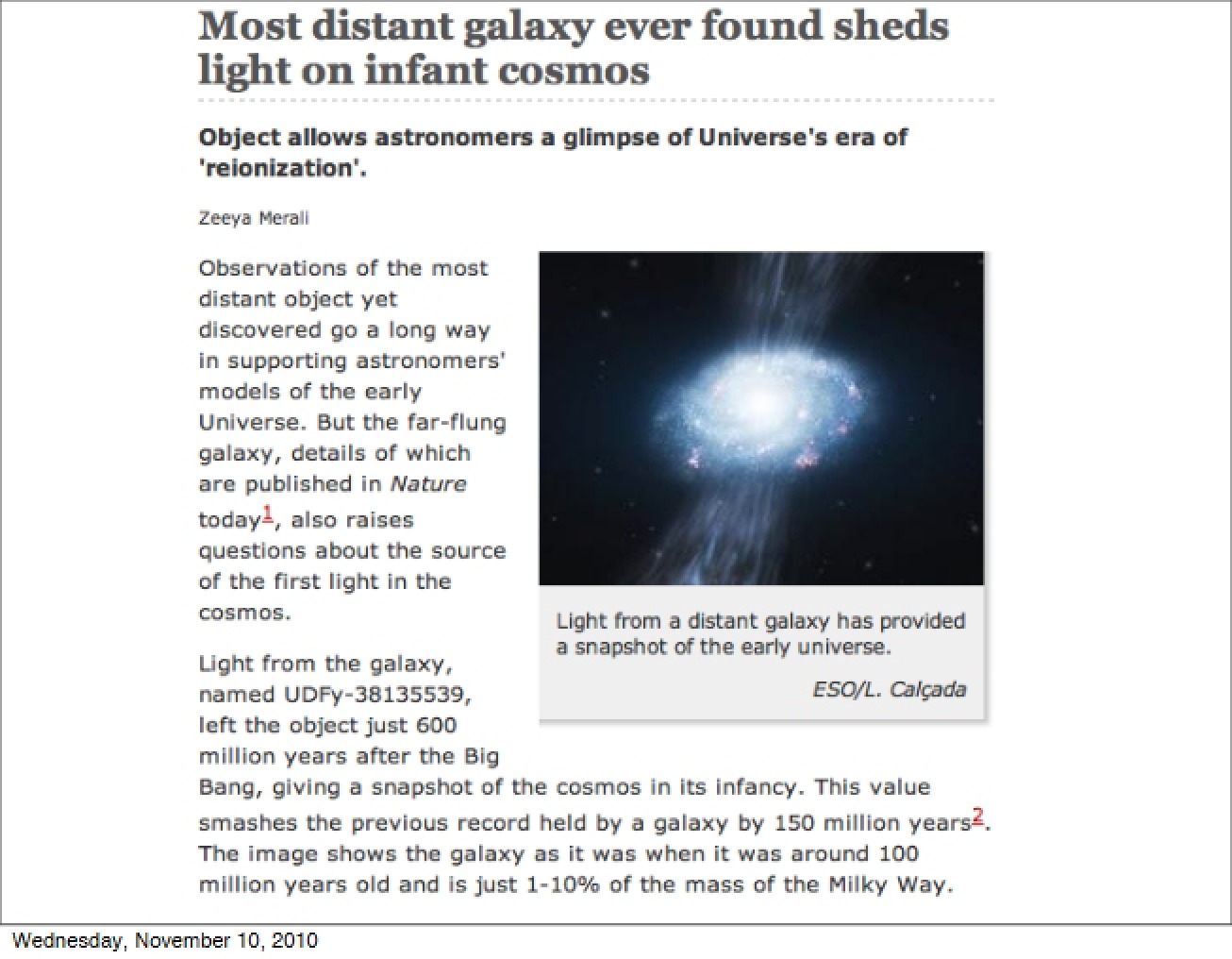 Galaxy at Greatest Distance